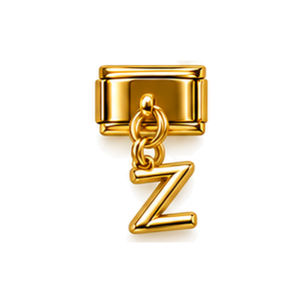 Gold letter Z dangle charm on white background