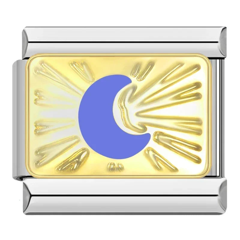 Golden Moon — Silver Italian bracelet charm