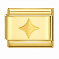 A four-point sparkle on a gold-tone Italian charm link. White background.