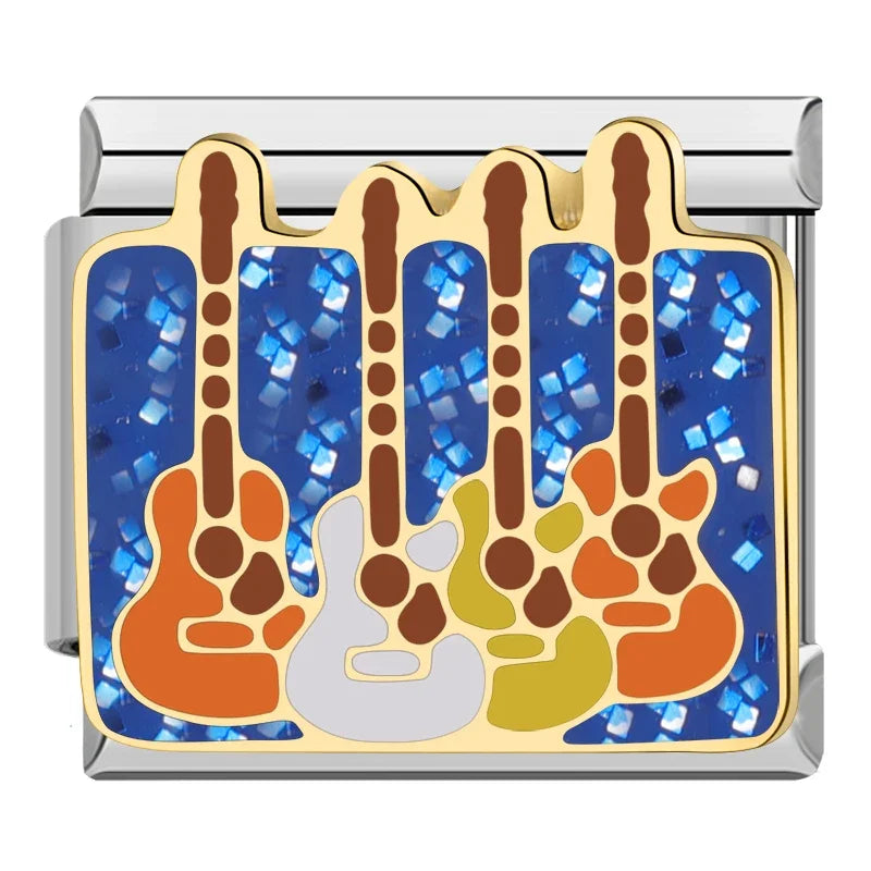 Guitars — Silver Italian bracelet charm