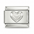 heart silver Italian charm on a white background