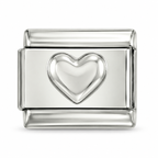 heart silver Italian charm on a white background