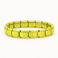 Yellow Italian charm bracelet, matching the existing bracelet orientation, with STAINLESS STEEL engraving on the inside