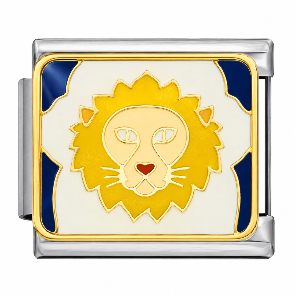 Leo zodiac Italian charm with silver base