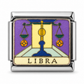 Libra illustrated zodiac charm on a silver-tone link, white background