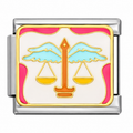 Libra zodiac Italian charm with silver base