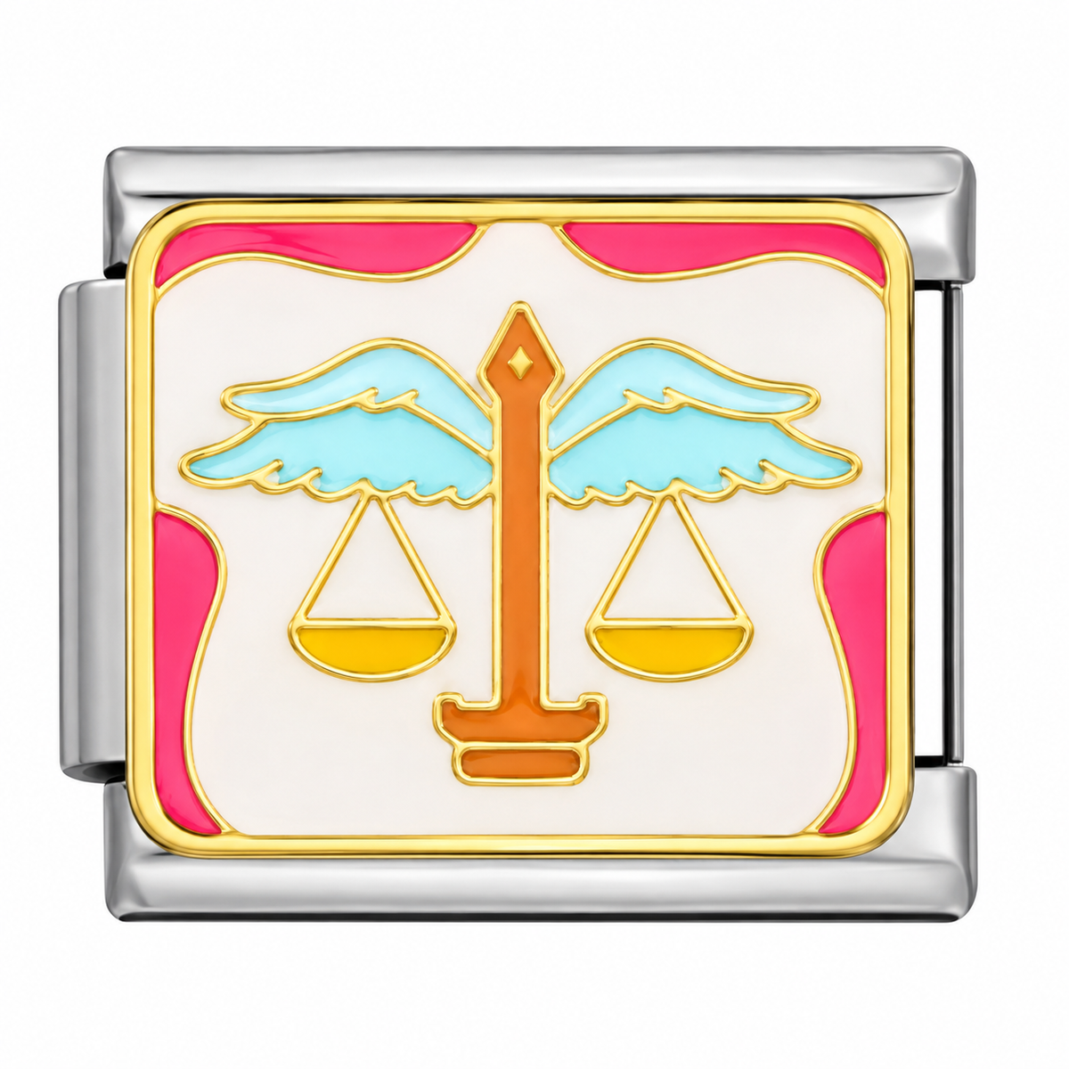 Libra zodiac Italian charm with silver base