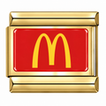 Gold-tone link charm with yellow McDonald's arches on a red background
