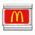 Silver-tone link charm with yellow McDonald's arches on a red background