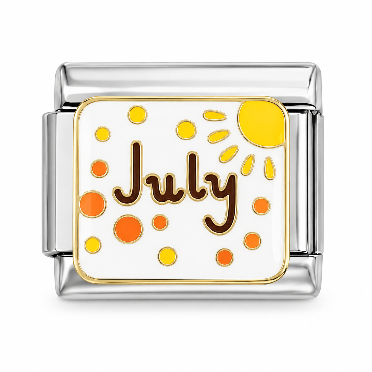 month july a Italian charm on a white background