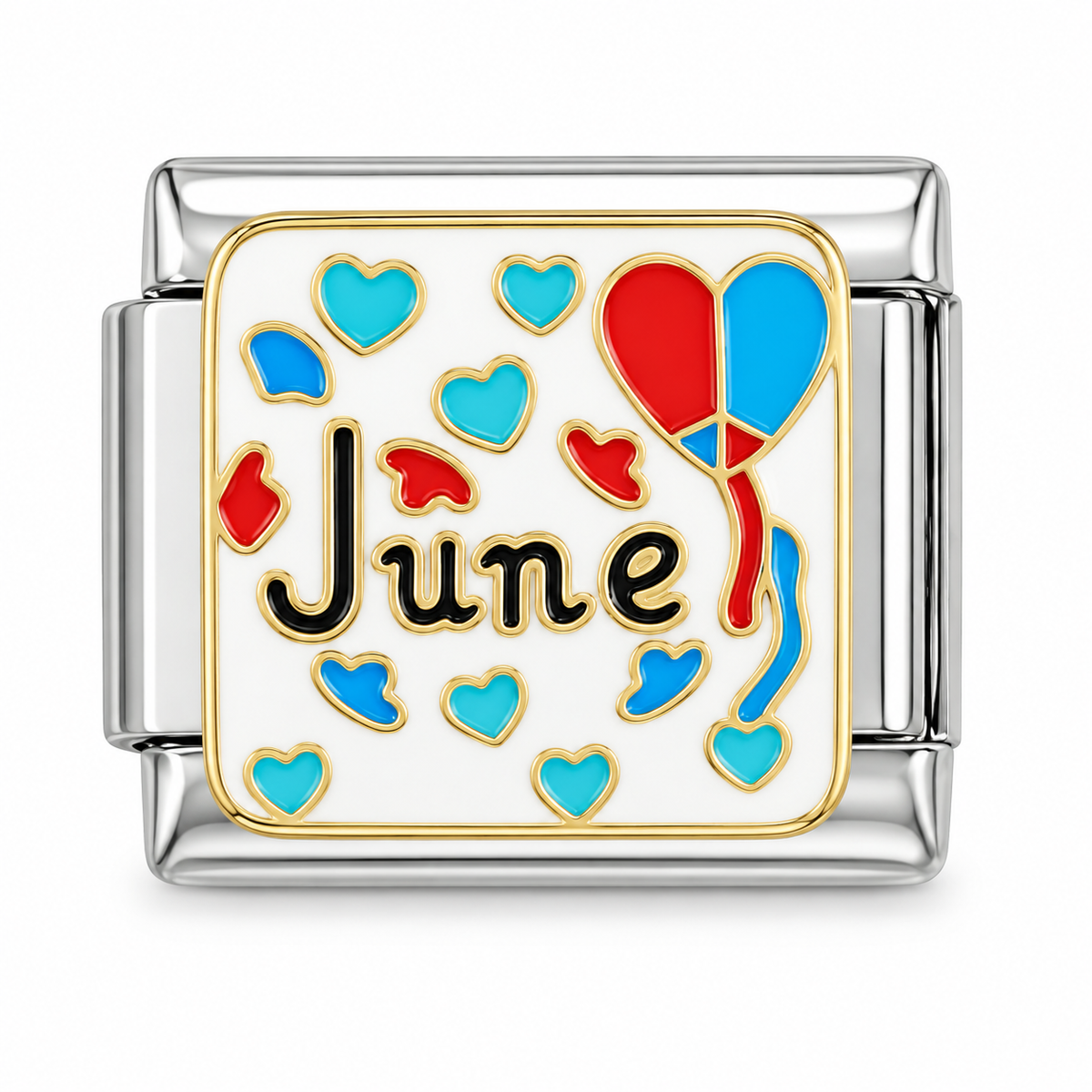 June birth month Italian charm on a white background