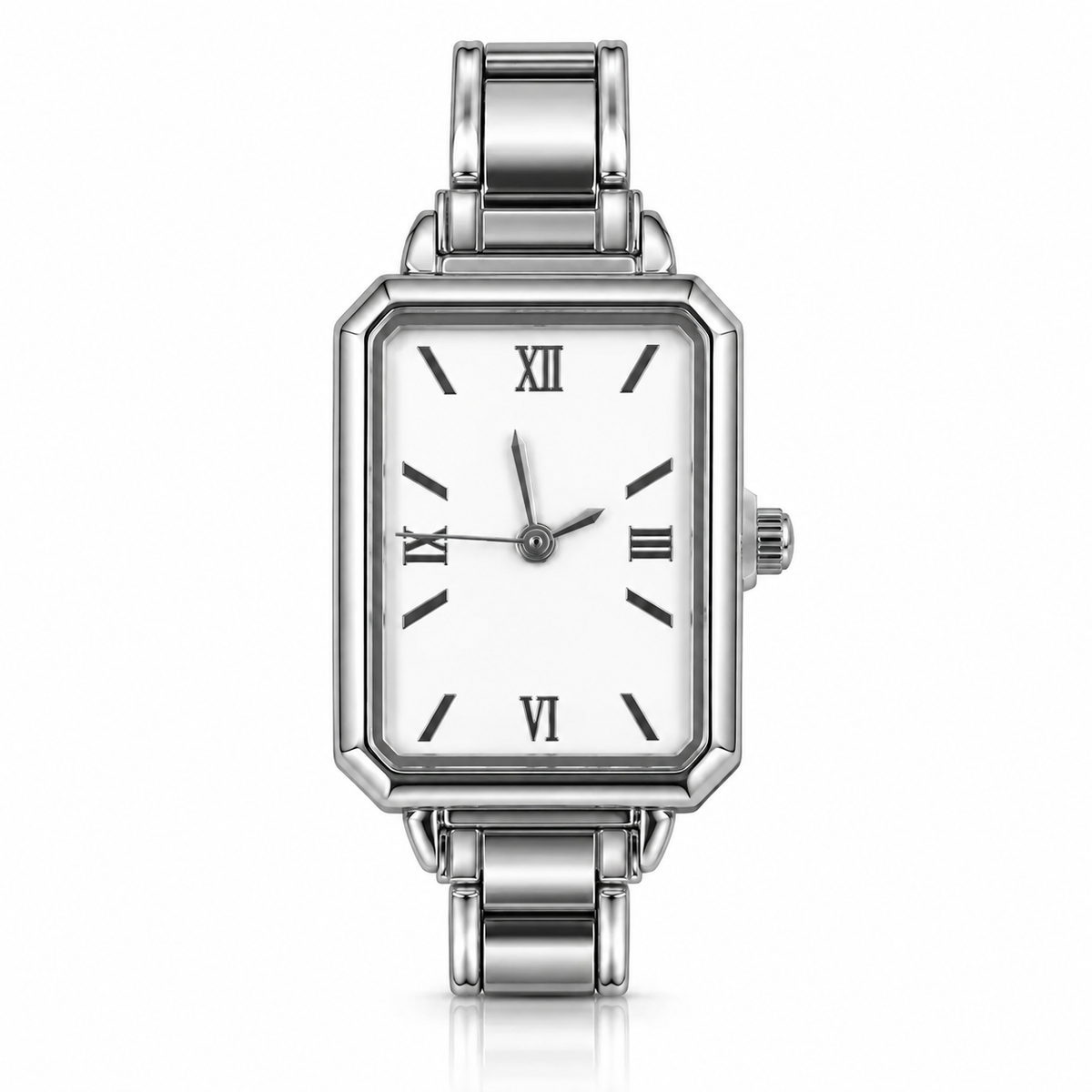 Noelle watch head — white dial, silver-tone case