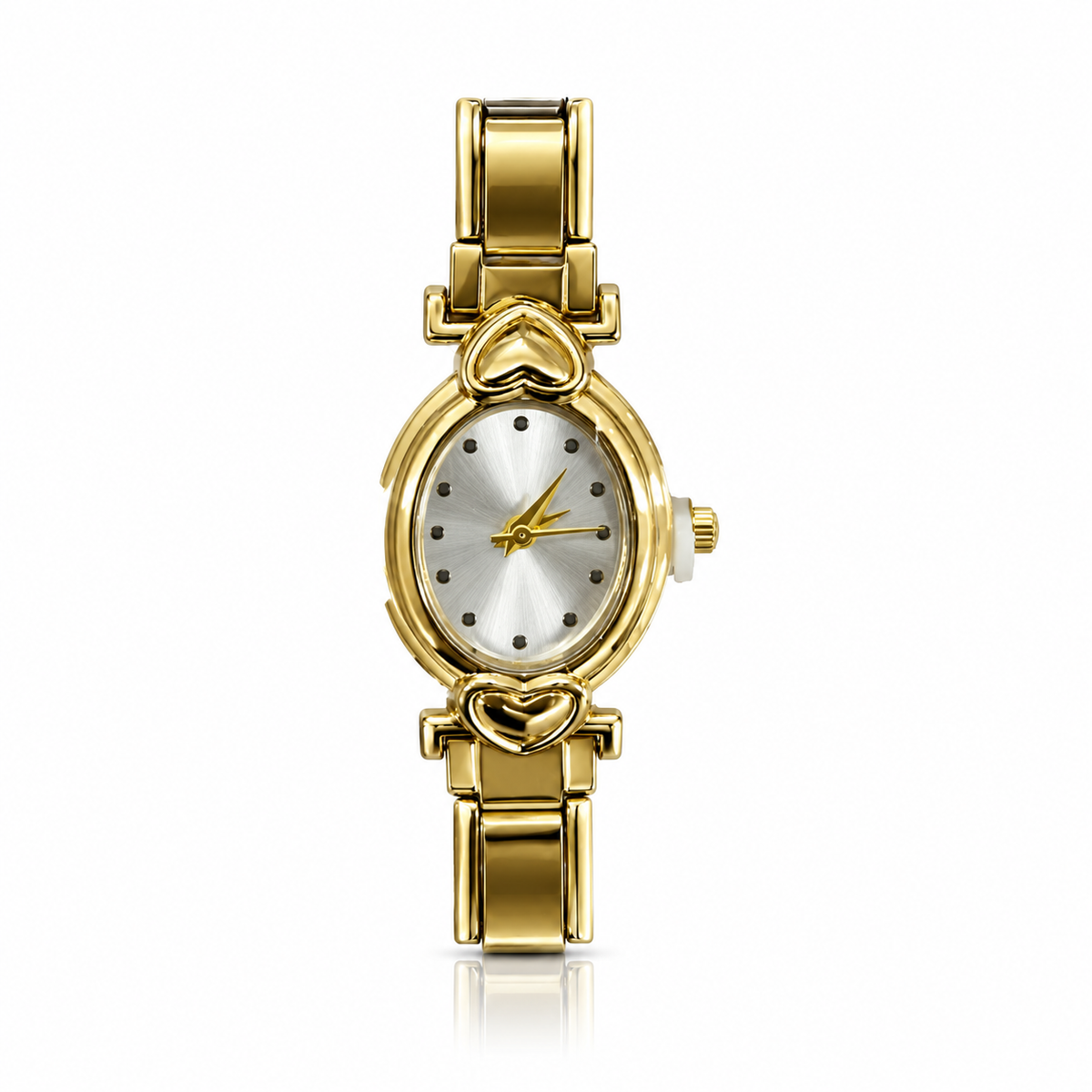Odette watch head — white dial, gold-tone case