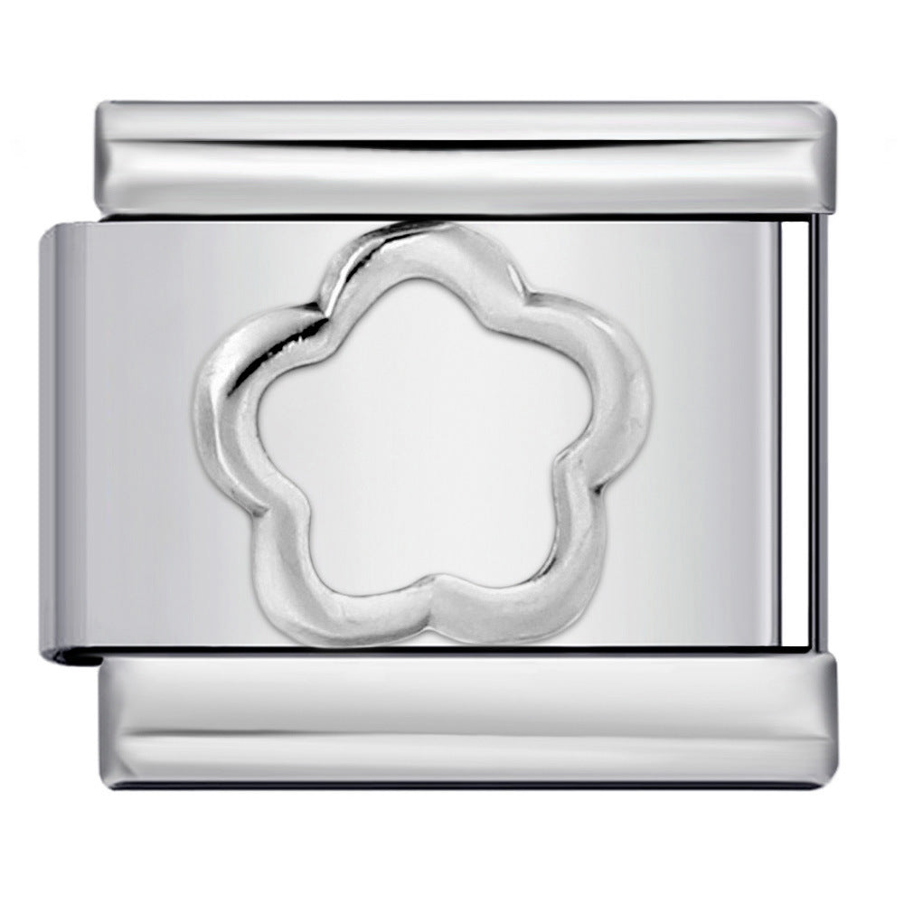 Outline Flower — Silver Italian bracelet charm