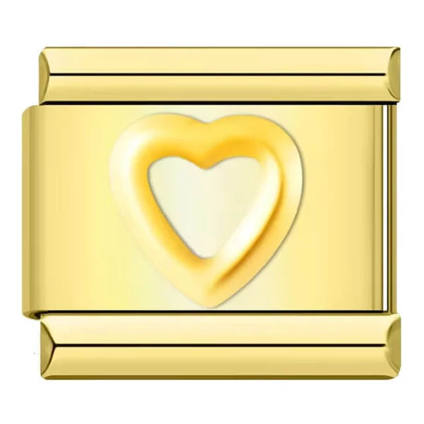 Outline Heart — Gold Italian bracelet charm