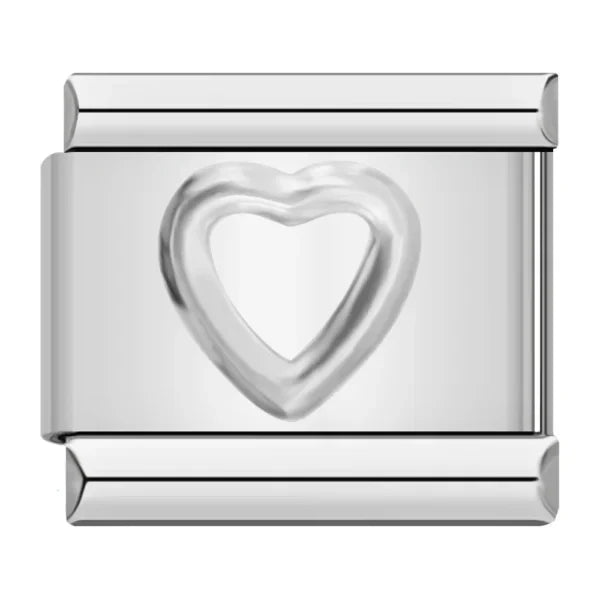 Outline Heart — Silver Italian bracelet charm