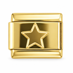 Outline star Italian charm in a gold finish on a white background