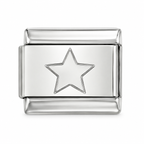 outline star silver Italian charm on a white background