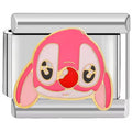 Pink Floppy-Ear Face — Silver Italian bracelet charm