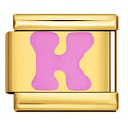 Pink & Gold Letter Charm – K
