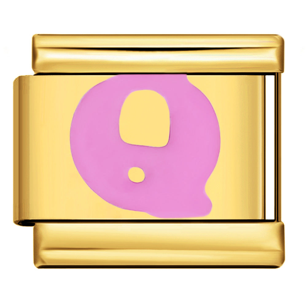 Pink & Gold Letter Charm – Q