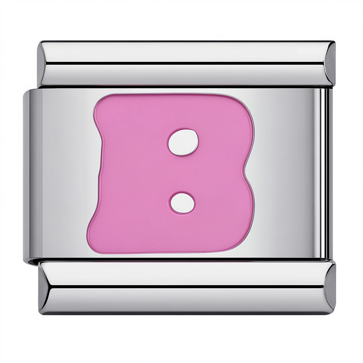 Pink & Silver Letter Charm – B