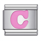 Pink & Silver Letter Charm – C