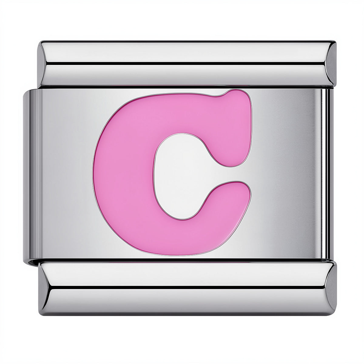 Pink & Silver Letter Charm – C
