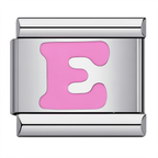 Pink & Silver Letter Charm – E