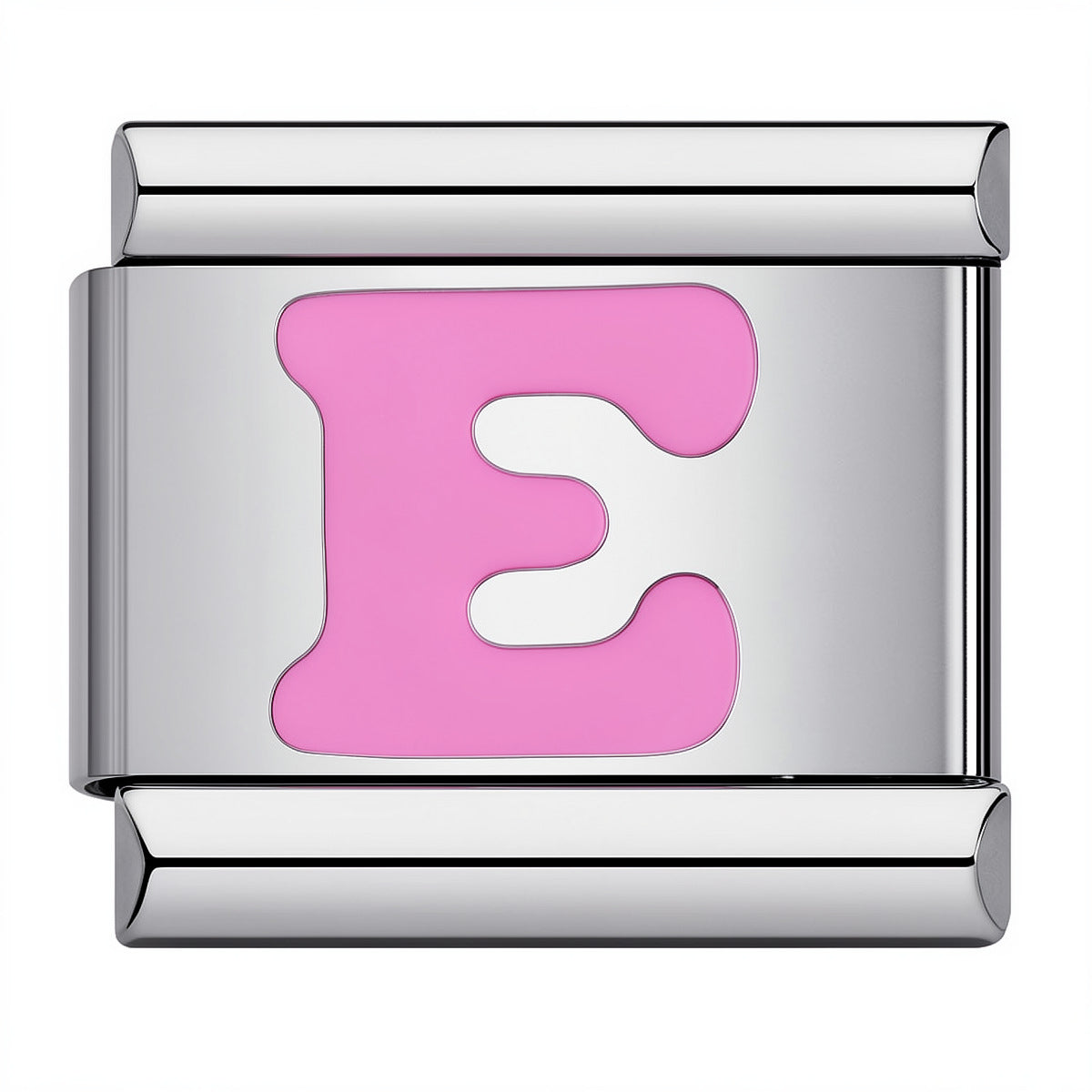 Pink & Silver Letter Charm – E