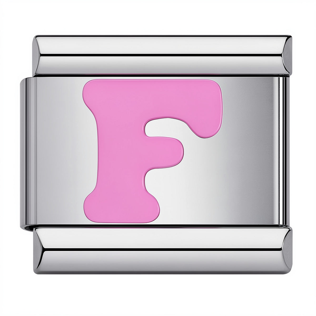 Pink & Silver Letter Charm – F