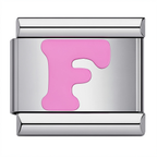 Pink & Silver Letter Charm – F