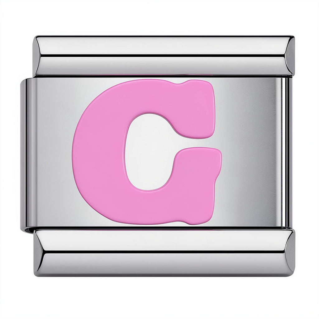 Pink & Silver Letter Charm – G