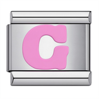 Pink & Silver Letter Charm – G