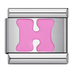 Pink & Silver Letter Charm – H