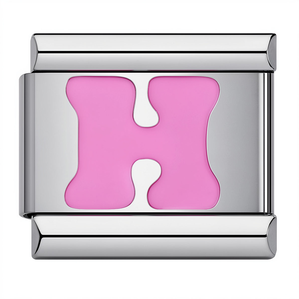 Pink & Silver Letter Charm – H