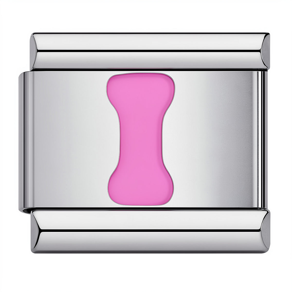 Pink & Silver Letter Charm – I