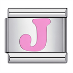 Pink & Silver Letter Charm – J