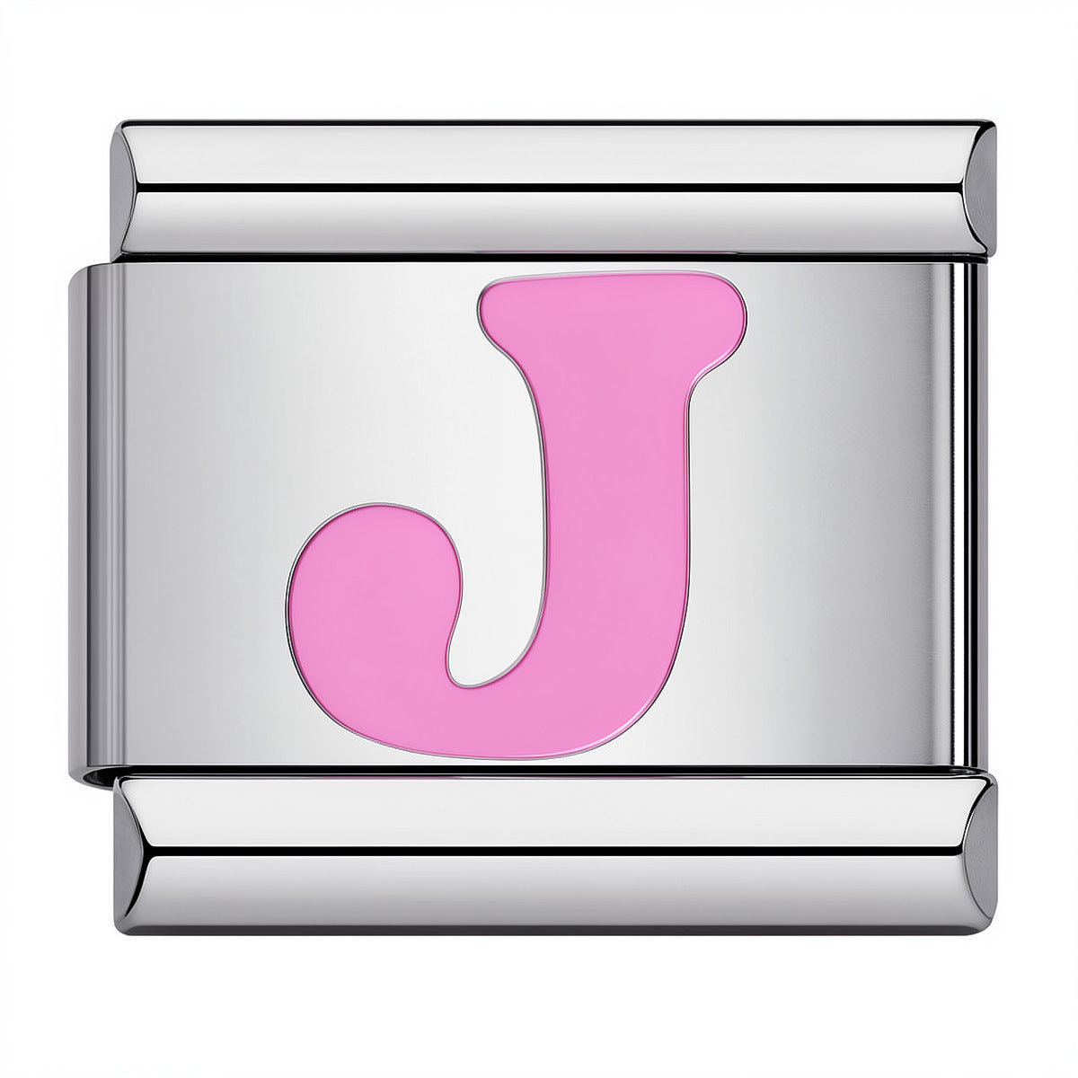 Pink & Silver Letter Charm – J