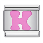 Pink & Silver Letter Charm – K