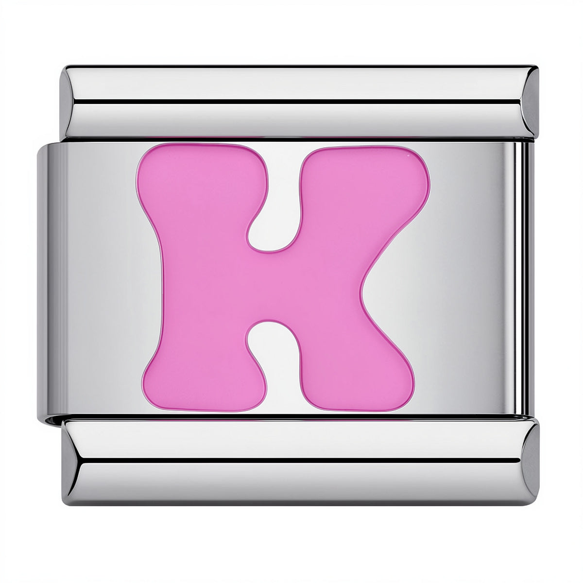 Pink & Silver Letter Charm – K
