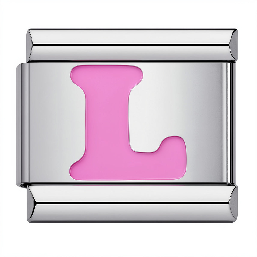 Pink & Silver Letter Charm – L