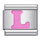 Pink & Silver Letter Charm – L