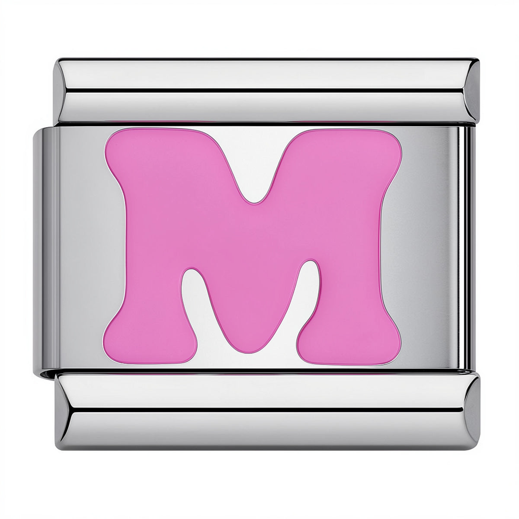 Pink & Silver Letter Charm – M