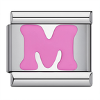 Pink & Silver Letter Charm – M