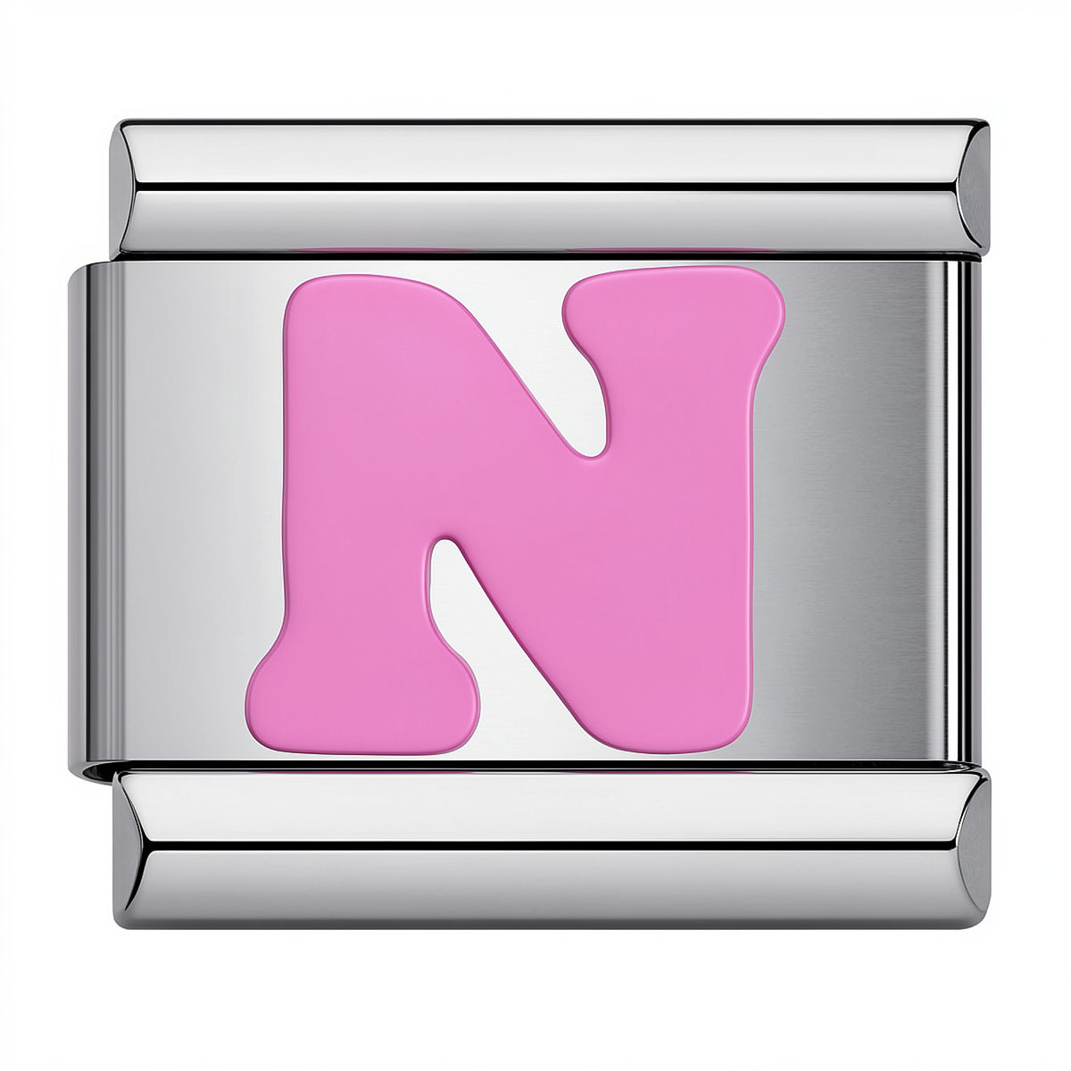 Pink & Silver Letter Charm – N