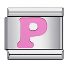 Pink & Silver Letter Charm – P
