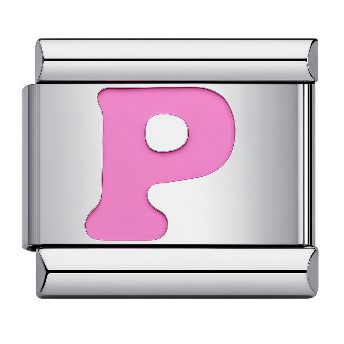 Pink & Silver Letter Charm – P