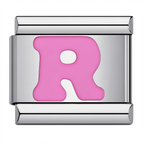 Pink & Silver Letter Charm – R