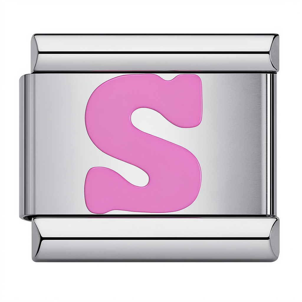 Pink & Silver Letter Charm – S